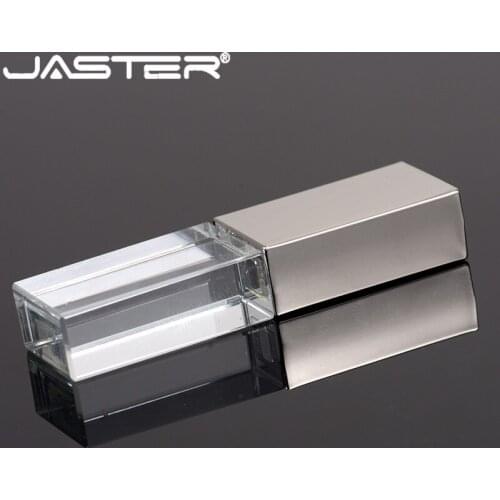 JASTER Crystal usb 2.0 sticks custom logo 4GB 8GB 16GB 32GB 64GB usb flash pendrive transparent glass