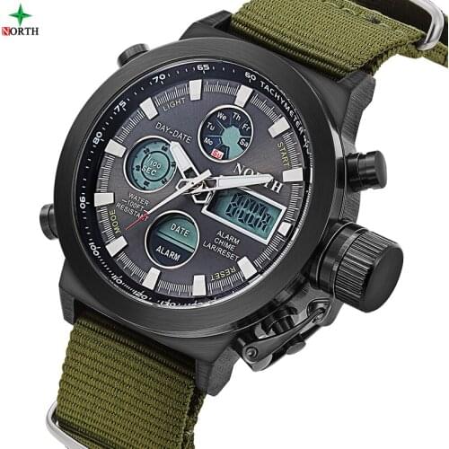 Reloj hombre Top Brand NORTH Mens Sport Watches Men Quartz Analog LED Clock Man Military Waterproof Watch Sport Relogio Masculin