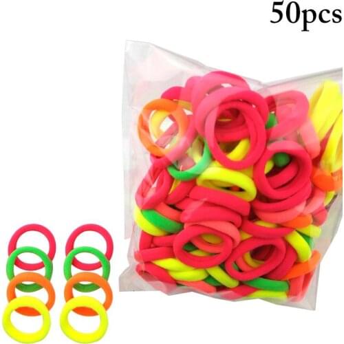 50Pcs/Set Solid Color Hair Ropes Seamless Hair Tie Hair Band Elastic Ponytail Holder For Women Ladies Girls Hair Accessories