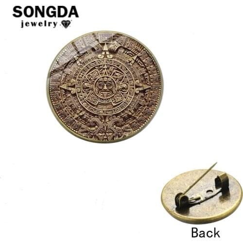 SONGDA Ancient Civilizations Mayan Calendar Brooch Pins Long-Count Calendar Prophecy Culture Collection Lapel Pin Button Jewelry
