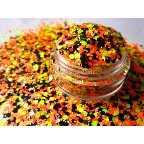 Solvent Resistant Glitter Mix Yellow&Black&Black Nail Glitter