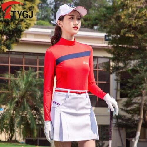 Women Long Sleeve Golf T-shirt Tops Sun Protection Breathable Sports Shirts Ladies Quick-dry Slim Golf Tennis Apparel