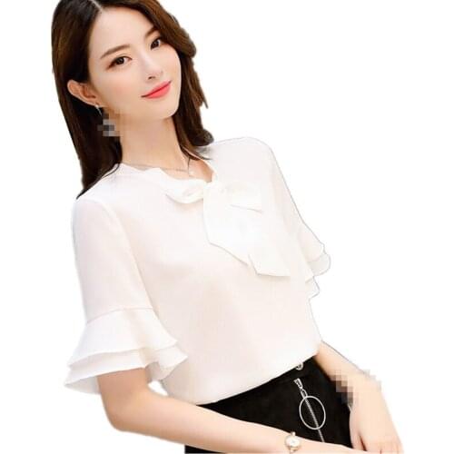 ZB3245 2020 spring summer new womens fashion casual short sleeves chiffon shirt cheap wholesale