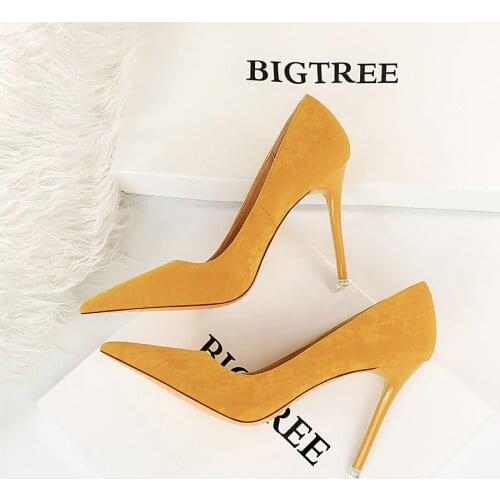Pumps Woman Shoes 2022 New High Heels Women Office Shoes Stiletto Suede Ladies Shoes Size 41 42 43 Women Basic Pump Footwear