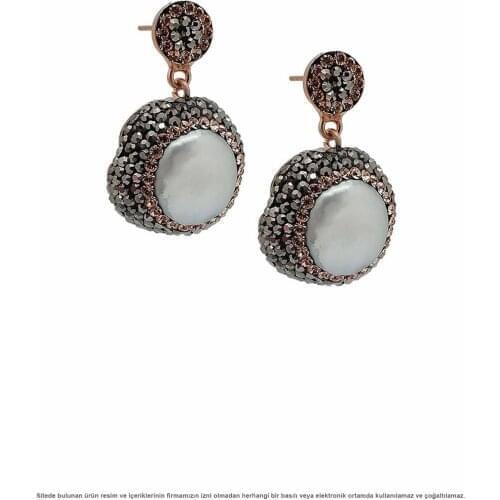 Silver Natural Gemstone Rose Womens Earrings