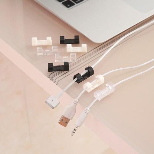 20pcs Cable Clips Self-Adhesive Cord Management Wire Holder Organizer Clamp Top Cable Manager Fixed Clamp Card