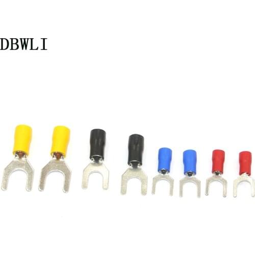 50pcs 22-10 AWG Stud Sz 8-10 #8 #10 Vinyl Connector Wire Cable Connector Fork Spade Terminal