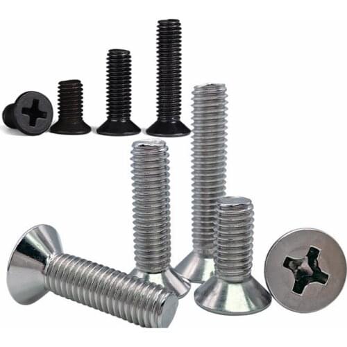 50pcs M1 M1.2 M1.4 M1.6 M2 M2.5 M3 M4 Mini Micro Small Black 304 Stainless steel Cross Phillips Flat Countersunk Head Screw Bolt