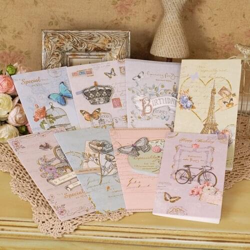 8 sets of exquisite hanmade multi-purpose card for birthday,friendship retro greeting card set