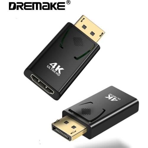 Displayport to HDMI Adapter, 4K 3D Gold Plated DP to HDMI Converter M-F with Displayport to monitor, HDTV,or projector with HDMI