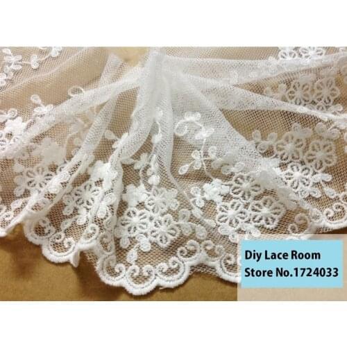 Free shipping 3yards/pack 11cm, White Cotton Mesh Lace Flower Embroidery Lace Handmade Accessory Z912