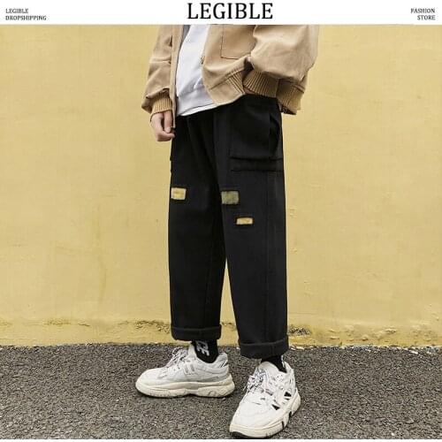Autumn Spring Casual Pants Men Loose Cargo Pant Men Solid Mens Pant Korean Streetwear Mens Harem Pant