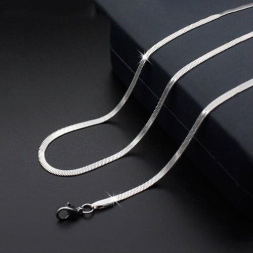 High Quality 4mm 6mm Women Men Snake Necklace Chain 316L Stainless Steel Necklace For Silver Color Jewelry Chain 45cm 50cm 55cm