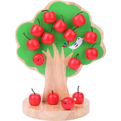 Montessori Wooden Magnetic Apple Tree Math Toys Early Learning Educational Wooden Toys For Children Boys Gift