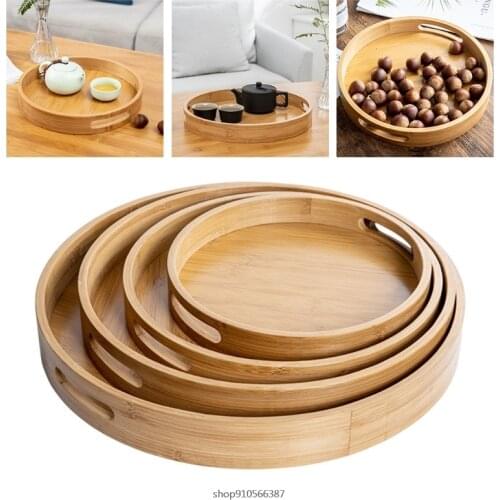 Wooden Round Serving Tray Wood Plate Tea Food Dish Drink Platter Multipurpose Dinner Beef Steak Fruit Snack Tray Board Wholesale