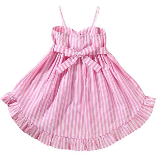 Kids Baby Slip Dress Girls Striped Sleeveless Spaghetti Strap Gown Sundress for Summer