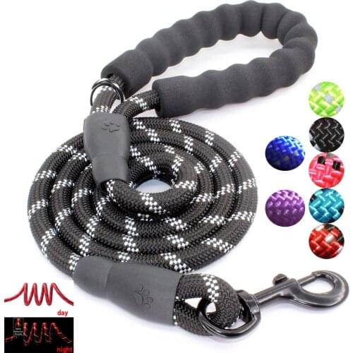 Large Dog Reflective Rope Anti-Lost Dog Leash Durable Nylon Walking Big Medium Dog Collar Strengthen Traction Harness Round