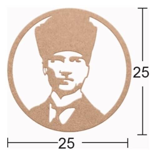DS54 Decorative Wall Ornament Ataturk, Unpainted Mdf Trim
