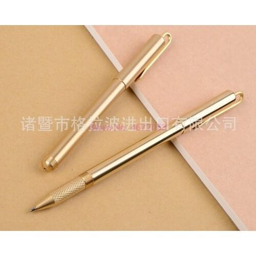 100pcs Gel pen Rotating threaded brass ballpoint new gifts Golden copper pens Office School Stationery Precious metal pen