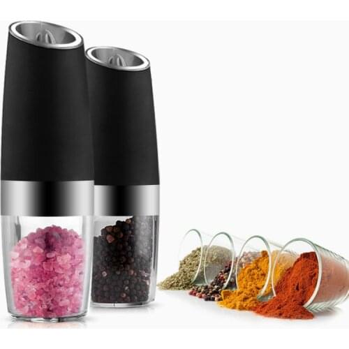 Stainless Steel Gravity Induction Grinder LED Light Salt Pepper Grinding Electronic Pepper Grinder Mill Kitchen Accessories