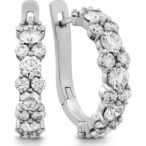 Dainty Female White Zircon Stone Earrings Charm Silver Color Clip Earrings For Women Cute Crystal Round Wedding Earrings