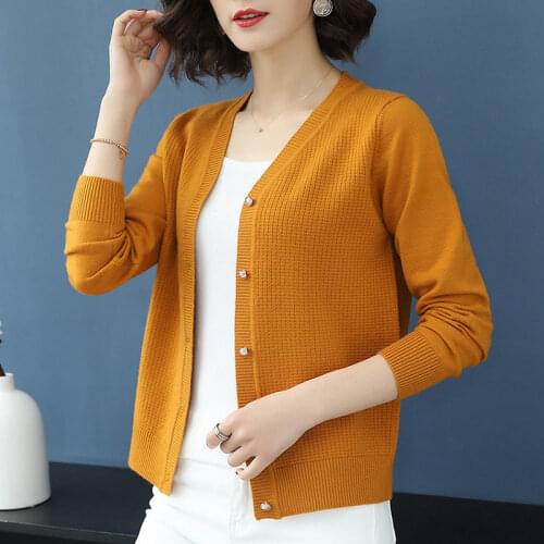 Autumn Winter Women Single-breasted Sweater Coat Knitted Cardigan Jacket Short Slim Long Sleeve Outerwear Plus Size Y625
