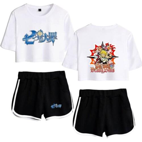 The Seven Deadly SinsMeliodas women Two Piece Set K-pops Women Two Piece Set Shorts+T-shirts Casual Clothes Girls