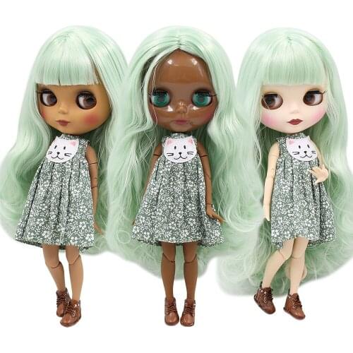 ICY DBS Blyth doll 1/6 bjd articulated doll joint body Macaron mint green hair 30cm toy