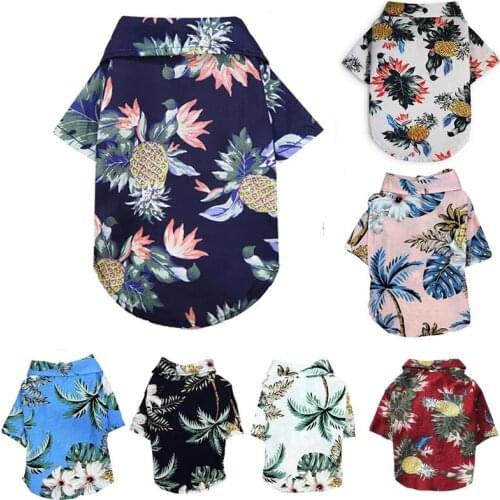Summer Pet Printed Clothes For Dogs Floral Beach Shirt Jackets Dog Coat Puppy Costume Cat Spring Clothing Pets Outfits