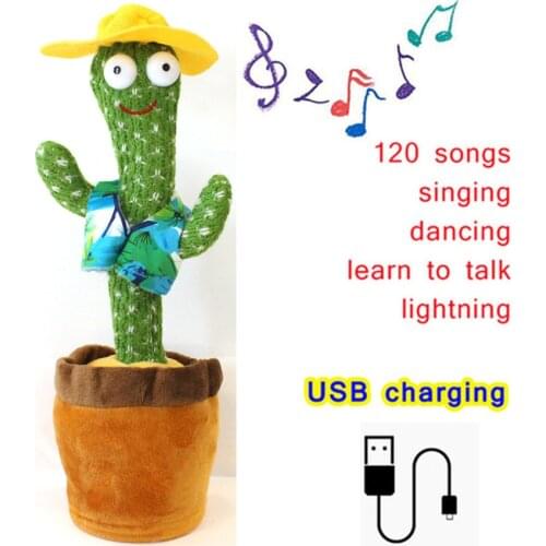 Cute Talking Cactus Figurine Toy Recording Repetition Toy Kawaii Cactus Toy Children’s Educational Gift Toy Qingwu Cactus