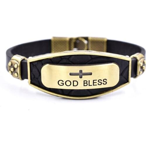 23 Styles Mixed GOD BLESS Scorpion Wings Leaves Turtle Cross Heart Elephant Sea Horse Leather Bracelet Men Creative Jewelry