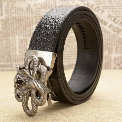 New Style Snake Belts Men High Quality Genuine Leather Men Belts Strap Male Retro Cobra Automatic Buckle Belt for Men
