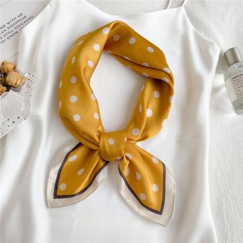 New Polka Dot Print Satin Silk Shawl Square Scarf For Women Headband Foulard Hijab Head Wraps Lady Neckerchief Female Bandana