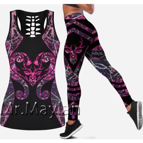 2020 New 3D Love Deer Hunting Hollow Tanktop Women Sexy Vest Girls Fashion Tank tops Pink And Black Clothes ropa mujer Oversized
