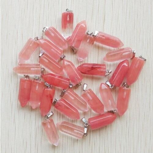 Wholesale 50pcs/lot 2017 fashion good quality watermelon red stone hexagonal pillar charms pendants for jewelry making free