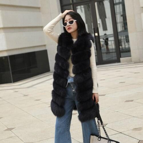 Autumn Winter New Real Full Pelt Fox Fur Vest Coat Women Clothes Fashion Warm Vests Coats Jacket Manteau Femme Hiver ZL618