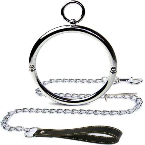 120mm Female Alloy Collar With Chain Leash Metal Slave Collar BDSM Fetish Adult Games Sex Toys For Woman Bondage Sex tools