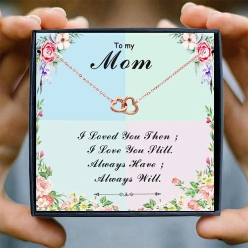 To Mom Gifts Double Circles Chains Necklaces Women Two Interlocking Infinity Necklace for Women Friendship Christmas Birthday