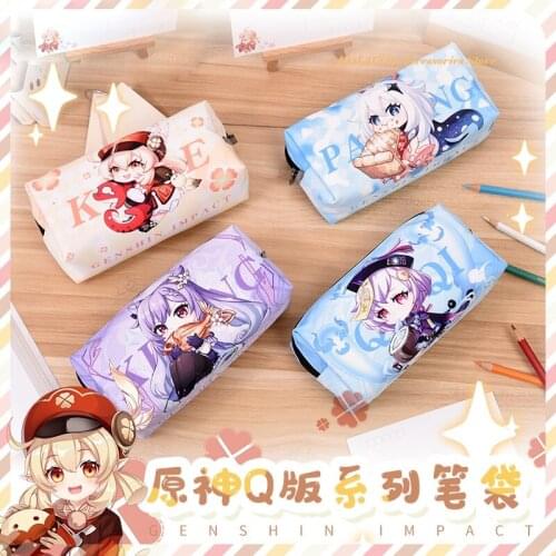 Game Genshin Impact Diluc Klee Venti Paimon Stationery Pencil Box Student Pen Bag Pencil Case High Capacity Storage Bag Cosplay