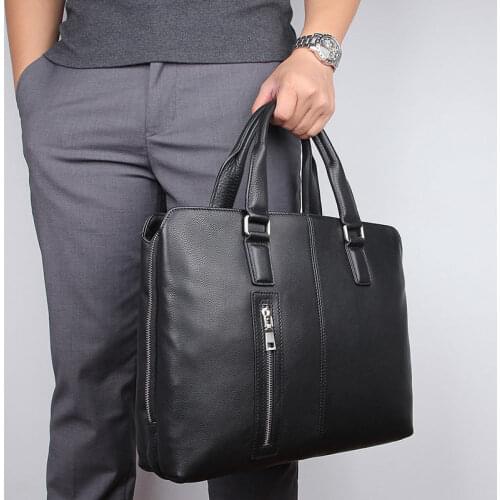 Nesitu Highend A4 Black Coffee Genuine Leather 14'' Laptop Office Men Briefcase Business Messenger Bags Portfolio M7411