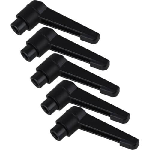 M6 Black Zinc Alloy Female Thread Machinery Adjustable Clamping Handle Lever 50mm Pack of 5