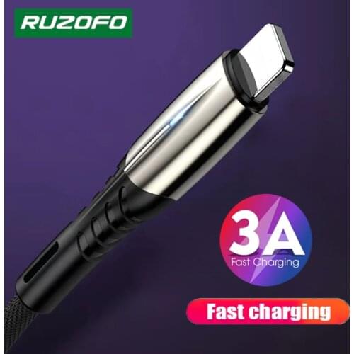 Ruzofo USB Cable For iPhone X XS Max 11 8 7 6 5 s 6s Plus iPad Fast Charging Data Charger 2/3m Mobile Phone Cord Short Long Wire
