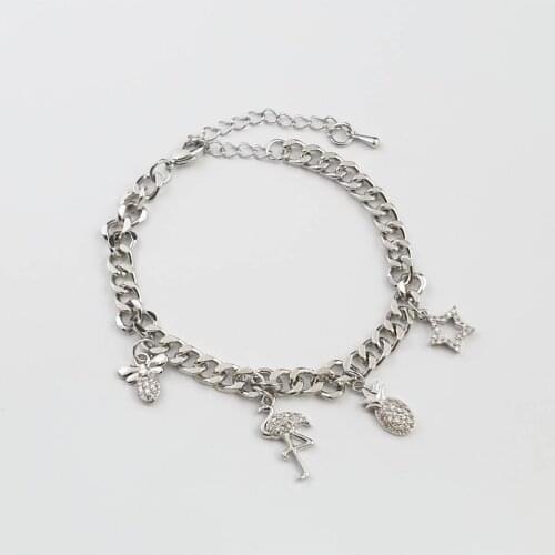 Zircon Stone Steel Change Bracelet Silver