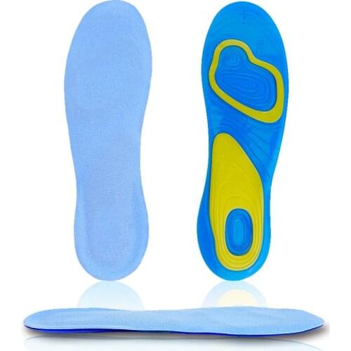 GEL Ploymer Pads Adult Orthopedic Full Insoles for Unisex Blue Sport Running Comfortable Leisure Insoles