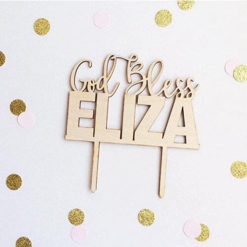 Cake Topper, Communion Cake Topper, Religious Cake Topper, Wood TopperCustom God Bless Cake Topper, Baptism Cake Topper, Christe