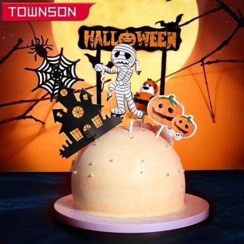 Halloween cake decoration insert sign Halloween party decoration Cake Topper Dessert decoration Pumpkin Decoration Sign