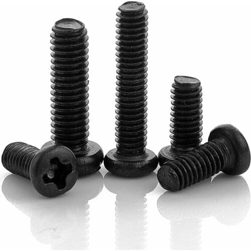100pcs Cross Recessed Pan Head Screw M1 M1.2 M1.4 M1.6 M1.7 M2 M2.5 Carbon Steel Black Phillips Machine Screw