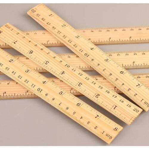 High Quality 15cm 20cm 30cm Wooden Ruler Metric Rule Precision Double Sided Measuring Tool Learning office Stationery