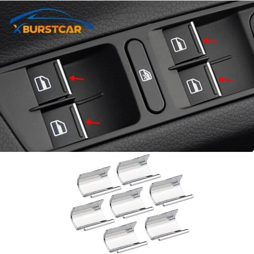 Xburstcar ABS Chrome Car Window Lift Switch Button Sequin Trim Sticker for Volkswagen VW Golf 7 MK7 7.5 2013 - 2019 Accessories