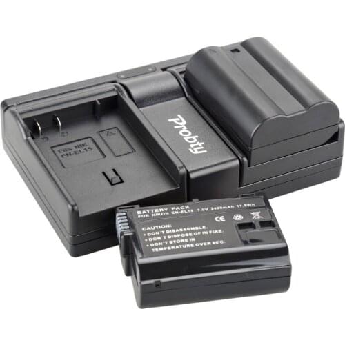 2Pcs PROBTY EN-EL15 EN EL15 ENEL15 Battery + USB Dual Charger For Nikon D7000 D7100 D800 D800E D600 D610 D810 D7200 V1 Camera